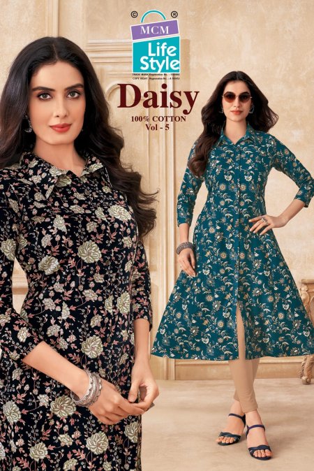 Daisy Vol 5 By Mcm Cotton Printed A Line Flair Kurtis 